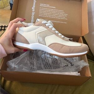 Dr. Scholl's Women's Beige, Gold and White Sneakers